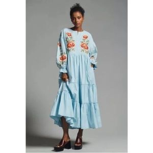 NWT Anthropologie Samant Chauhan Tiered Embroidered Dress - SP